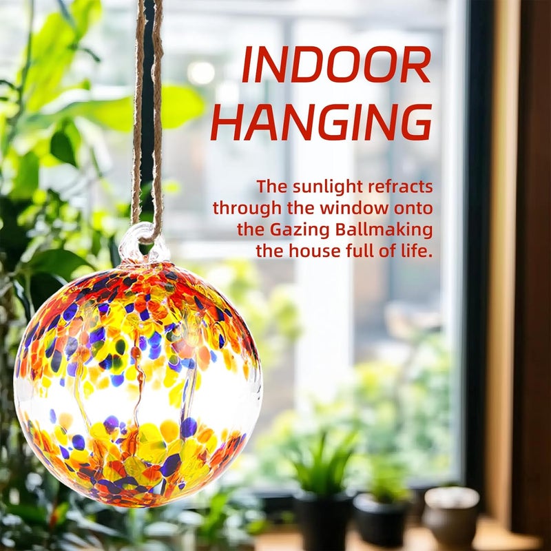 VOREEN 4" Hanging Glass Garden Gazing Ball Hand Blown Glass Witch Ball Christmas Ornament Friendship Balls for Outdoor Garden Patio Window Home Décor, Gift for Mom Wife Friend, Muticolor - Image 5